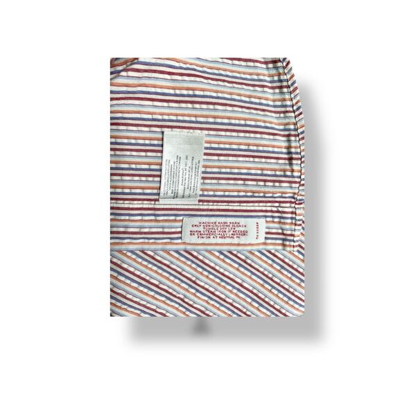 Brooks Brothers Men's L Red Stripe Cotton Textured Button Down Long Sleeve Shirt - Picture 7 of 8